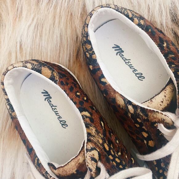 Madewell Sidewalk Low-Top Sneakers in Painted Leopard Colorblock Calf Hair - Picture 4 of 8